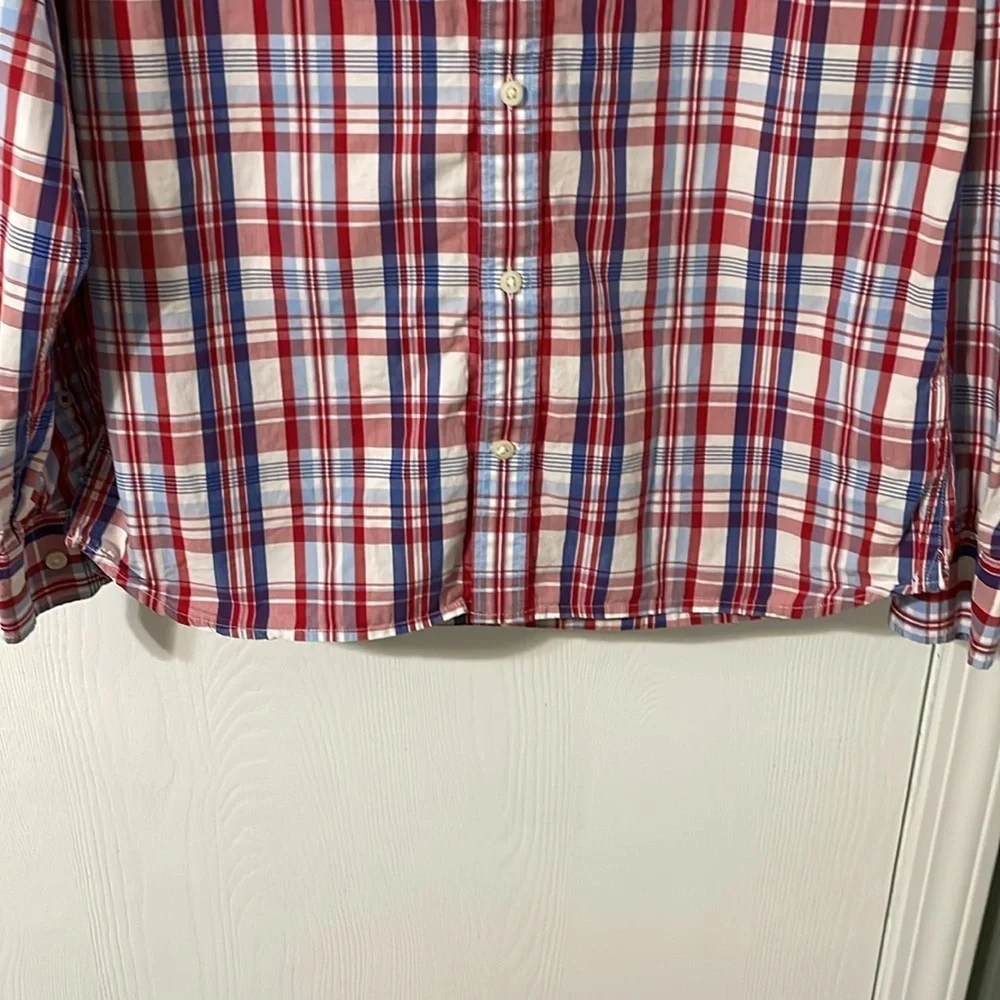 💰Banana Republic Soft Wash Men’s Plaid Red/White/Blue Button Down Size Medium